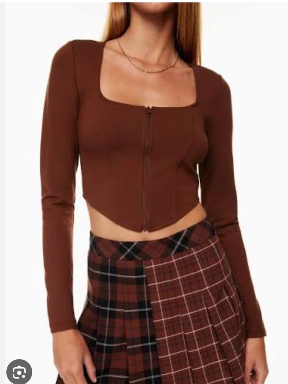 Aritzia Sunday Best Maverick Long Sleeve Top, Brown, Small